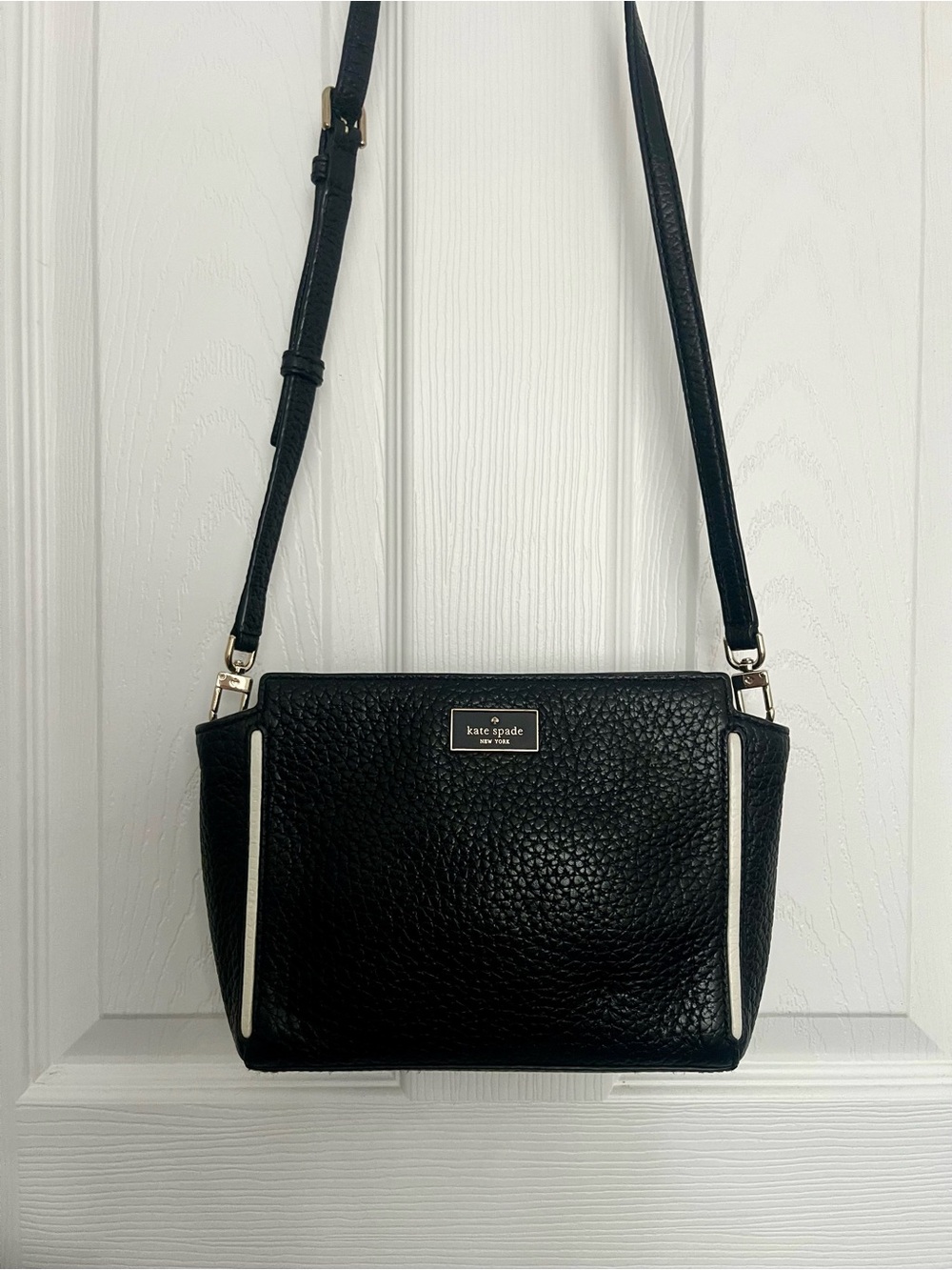 Kate Spade Black Pebbled Leather Crossbody Bag Gold Hardware
